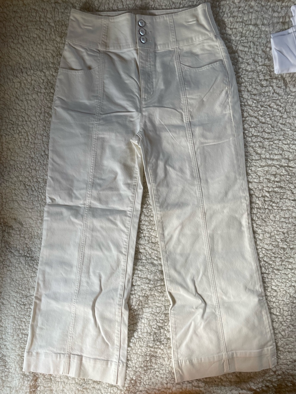 kate spade Cream High-Rise Bootcut Pants with Button Waist NWOT